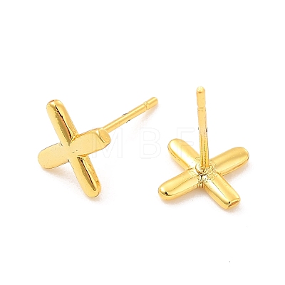 Brass Hollow Out Initial Letter Stud Earrings for Women EJEW-A044-01G-X-1