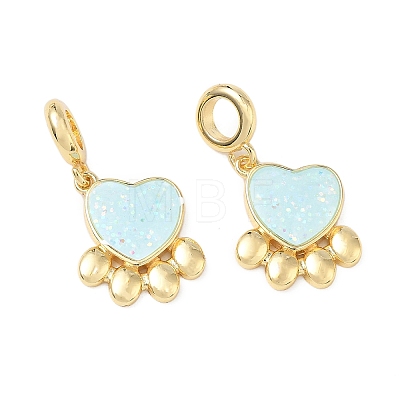 Brass Enamel Paw Print European Dangle Charms KK-L256-08G-1