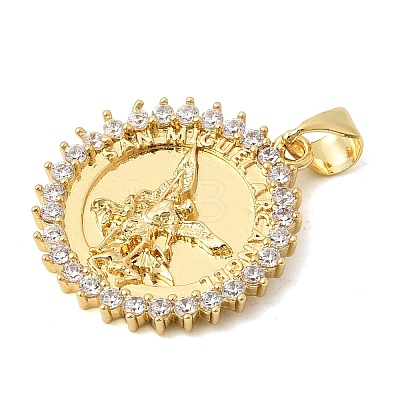 Brass Micro Pave Clear Cubic Zirconia Pendants KK-Z150-22G-06-1