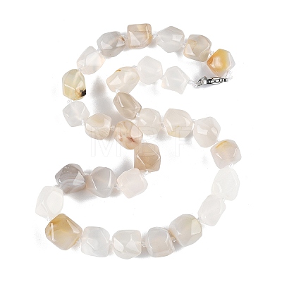 Natural White Agate Nuggets Beaded Necklaces for Women Men NJEW-K388-01S-1