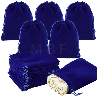   30Pcs Rectangle Velvet Pouches TP-PH0001-21B-1