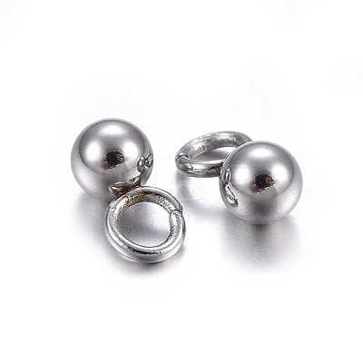 304 Stainless Steel Sphere Charms STAS-O107-04P-B-1