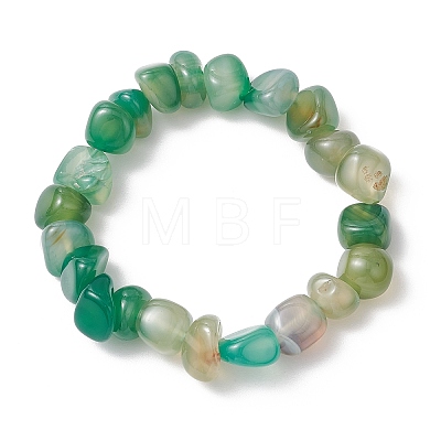 Natural Agate Nuggets Beaded Stretch Bracelets for Men Women BJEW-JB11957-02-1