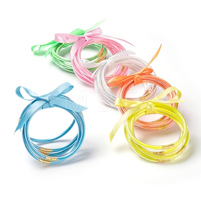 30Pcs 6 Colors PVC Plastic Buddhist Bangle Sets BJEW-LS0001-03B-1