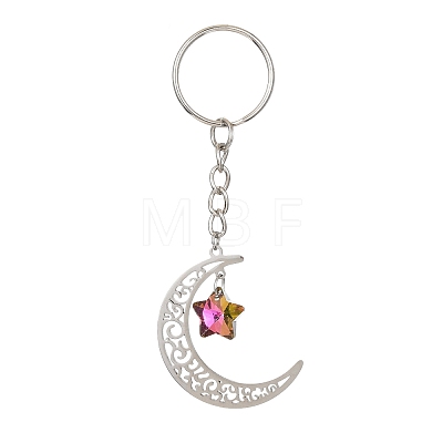 Stainless Steel Hollow Moon Keychains KEYC-JKC00584-02-1