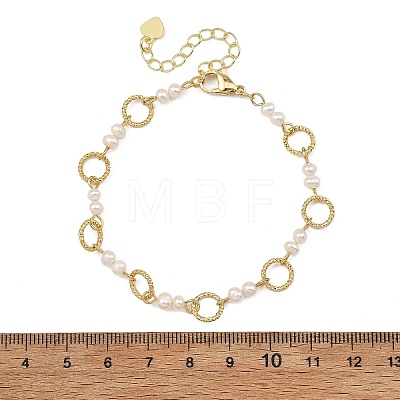 Brass Open Jump Rings & Potato Natural Cultured Freshwater Pearl Link Bracelets for Women BJEW-JB14114-1