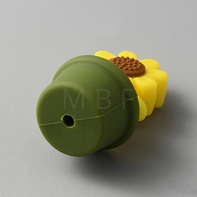 Sunflower Pot Food Grade Eco-Friendly Silicone Beads SIL-TAC0002-17A-1