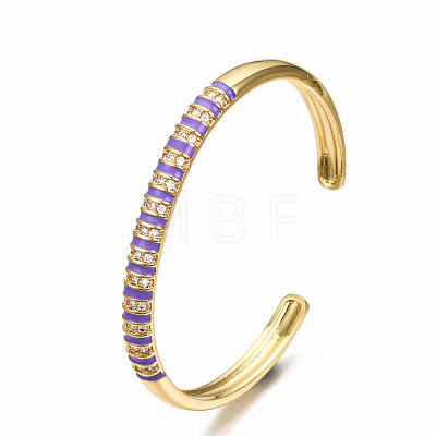 Brass Micro Pave Clear Cubic Zirconia Cuff Bangles BJEW-N302-005D-NF-1