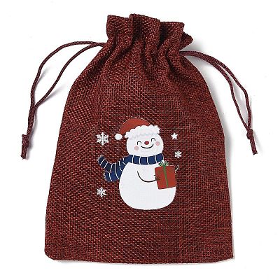 Christmas Theme Jute Cloth Storage Bags ABAG-F010-01B-09-1