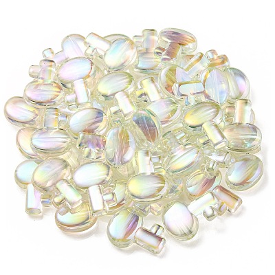 UV Plating Rainbow Iridescent Transparent Acrylic Beads OACR-C007-05-1