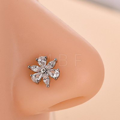 316L Surgical Stainless Steel Clear Cubic Zirconia L-Shaped Nose Rings WG09863-17-1