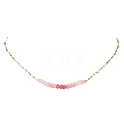 Dyed Natural Malaysia Jade Faceted Rondelle Beaded 304 Stainless Steel Satellite Chain Necklaces for Women NJEW-JN05783-01-1