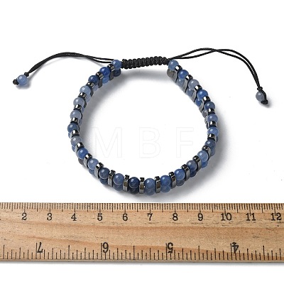 Natural & Synthetic Gemstone and Synthetic Hematite Adjustable Braided Bead Bracelets BJEW-H626-01-1