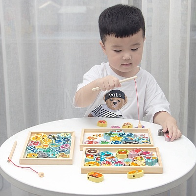 Wooden Magnetic Fishing Games AJEW-D066-01A-1
