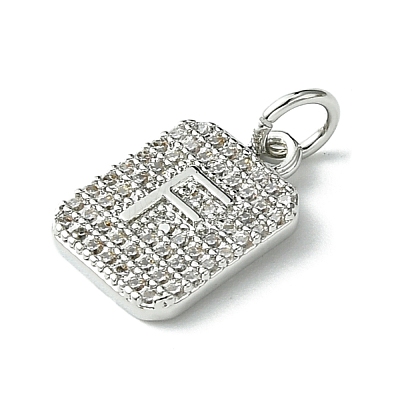 Rack Plating Brass Micro Pave Clear Cubic Zirconia Charms KK-G501-01F-P-1