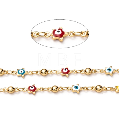 Handmade Brass Enamel Link Chains CHC-I036-29G-1