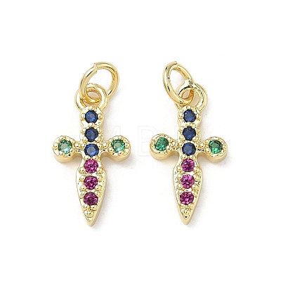 Brass Micro Pave Cubic Zirconia Pendants KK-P350-03G-1