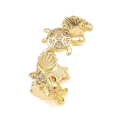 Brass Micro Pave Clear Cubic Zirconia Cuff Rings for Women RJEW-A088-04G-1