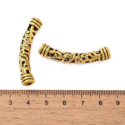 Tibetan Style Alloy Hollow Curved Flower Tube Beads FIND-Z063-32AG-1