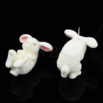 Resin Rabbit Stud Earrings with 925 Sterling Silver Pins EJEW-N051-02-1