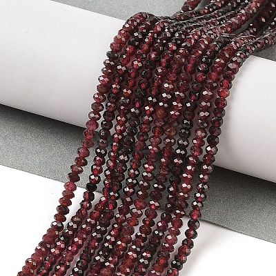 Faceted Rondelle Natural Garnet Bead Strands G-I156-08B-1