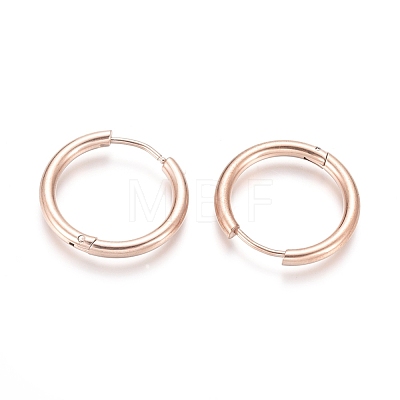 Ion Plating(IP) 304 Stainless Steel Huggie Hoop Earrings EJEW-F111B-21mm-RG-1