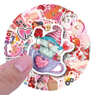 50Pcs Valentine's Day Theme PVC Cartoon Stickers PW-WG84874-01-1