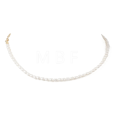 Natural Cultured Freshwater Pearl Rice Beaded Necklaces NJEW-JN05688-1