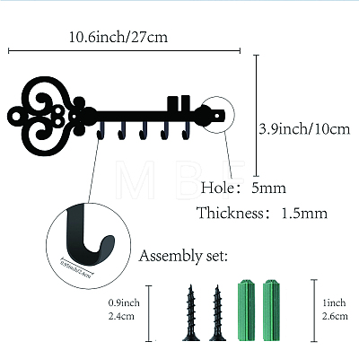 Iron Wall Mounted Hook Hangers AJEW-WH0156-020-1