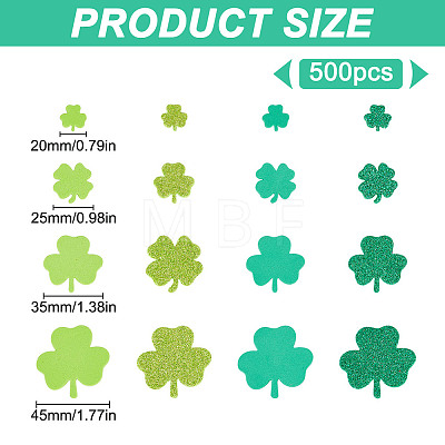 500Pcs Saint Patrick's Day Clover Foam Sticker DIY-WH0430-457-1