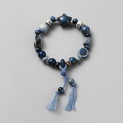 Polyester Tassel Cord Charm Bracelets BJEW-WH0016-103-1