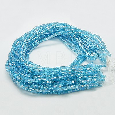 Electroplate Glass Beads Strands X-EGLA-D018-8x8mm-41-1