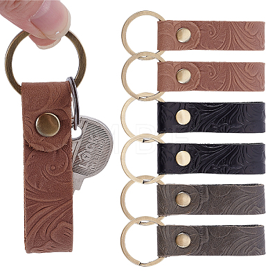 6Pcs 3 Colors Rectangle Cowhide Keychians KEYC-ME0001-19-1