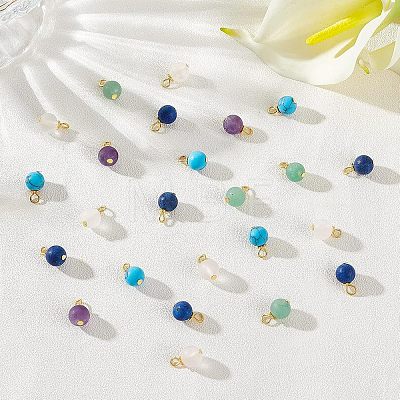 60Pcs Frosted Natural & Synthetic Gemstone Charms FIND-FH0004-55-1