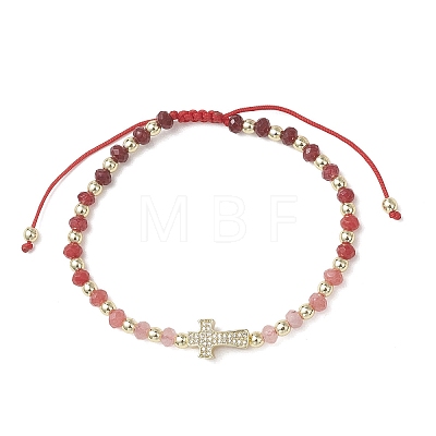 Dyed Natural Malaysia Jade Rondelle Beaded Braided Bead Bracelets BJEW-JB13395-01-1
