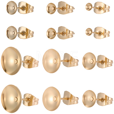 48Pcs 6 Styles Brass Stud Earring Findings STAS-BBC0011-01-1