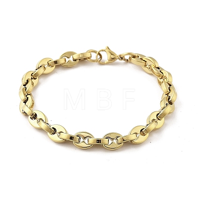 304 Stainless Steel Coffee Bean Chain Bracelets for Women Men BJEW-F488-01G-02-1