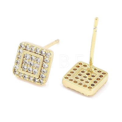 Brass Micro Pave Clear Cubic Zirconia Studs Earring EJEW-S217-G21-1