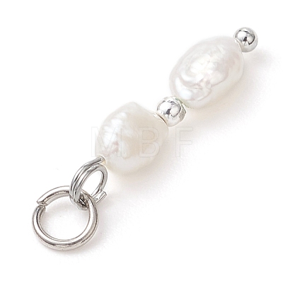 Natural Baroque Keshi Pearl & Electroplate Synthetic Non-magnetic Hematite Beaded Pendants PALLOY-JF04993-02-1