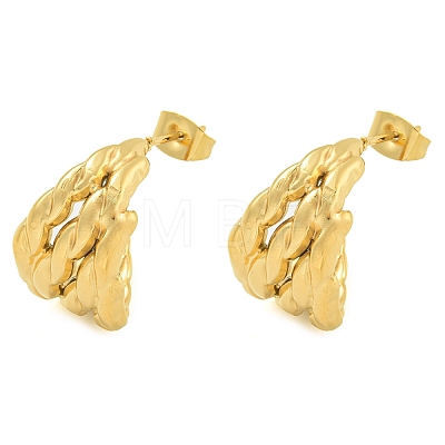 PVD Vacuum Plating 304 Stainless Steel Stud Earrings for Women EJEW-S227-34G-1