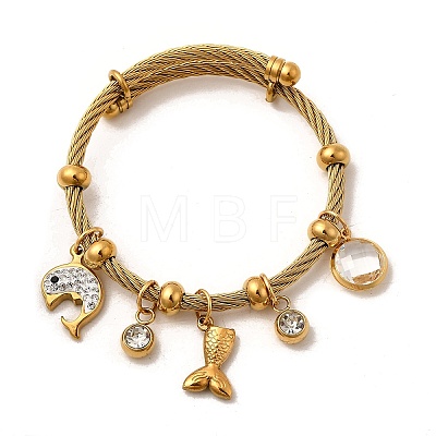 304 Stainless Steel Charm Bangles for Women BJEW-Z141-03G-1
