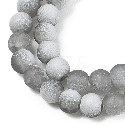 Frosted Crackle Glass Beads Strands GLAA-U001-8mm-M06-1