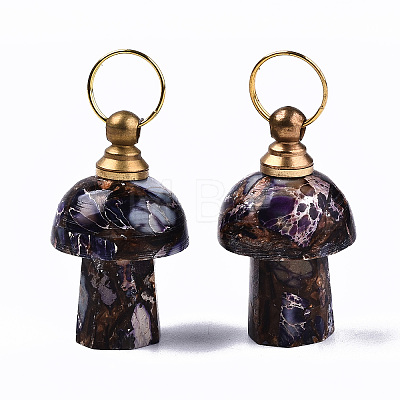Assembled Synthetic Bronzite and Imperial Jasper Openable Perfume Bottle Pendants G-S366-057E-1