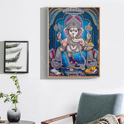 Hindu Elephant God Lord Ganesh Statue Religion Theme DIY Diamond Painting Kit WG31940-01-1