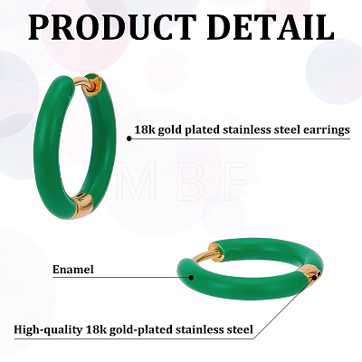 ANATTASOUL 4 Pairs 4 Color Golden 304 Stainless Steel Huggie Hoop Earrings with Enamel EJEW-AN0004-69-1
