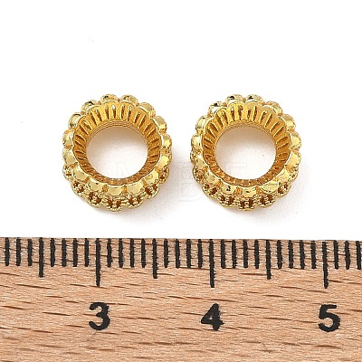 Flower Brass Clear Cubic Zirconia European Beads KK-D228-24G-1