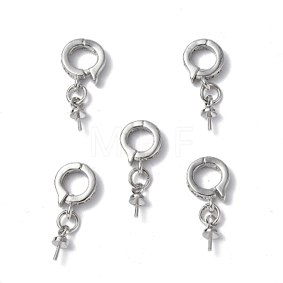 Brass Micro Pave Clear Cubic Zirconia Twister Clasps KK-P223-19P-1