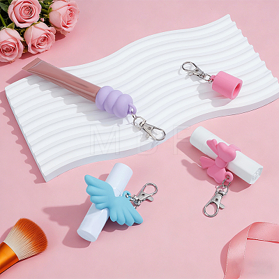 4Pcs 4 Styles Silicone Lip Gloss Cap Pendant Decorations KEYC-JOY0001-03-1