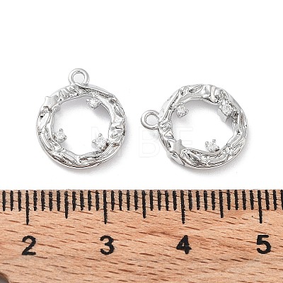 Brass Micro Pave Clear Cubic Zirconia Charms KK-F871-36P-1