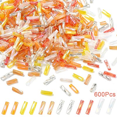 600Pcs 6 Styles Transparent Glass Twist Bugle Beads EGLA-YW0005-82-1